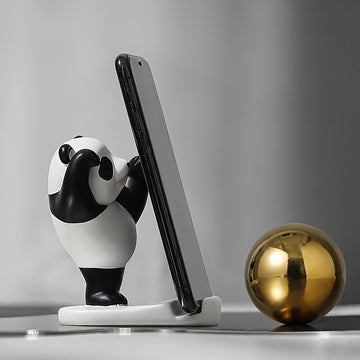 1pc Adorable Soporte para Teléfono y Tableta de Panda - ABS Impermeable, Figuras de Panda en Estilo Dibujos Animados en Blanco y Negro para Decoración de Escritorio, Ideal para Uso en Casa y Oficina, Regalo Perfecto para Amantes de la Tecnología
