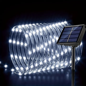 Tira de luces LED solares para exteriores, 8 modos, luces decorativas para jardín, fiestas, Navidad, árbol de Navidad, Halloween, bodas y decoración de patio