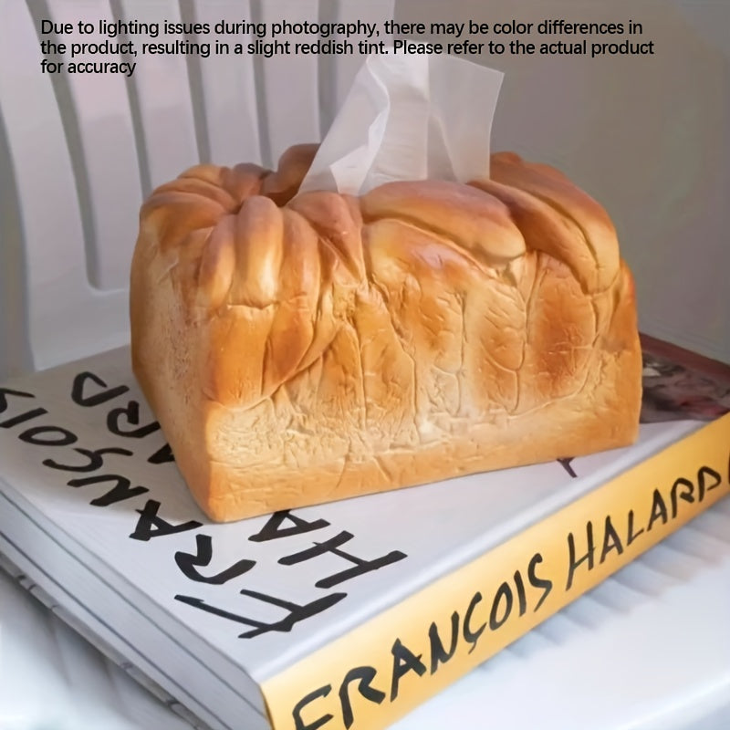 1pc Caja de Pañuelos con Forma de Pan - Diseño Artesanal Realista, Portapañuelos Circular de Plástico Duradero para Cocina y Sala de Estar Decorativa - Accesorio de Almacenamiento Detallado con Textura de Corteza