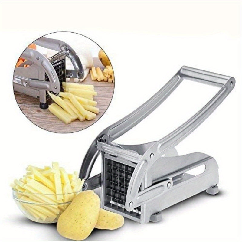 Rebanador Manual de Acero Inoxidable para Papas - Cortadora Multifuncional de Patatas Fritas, Pepinos y Zanahorias con Rejilla Ajustable, Mango Ergonómico para Uso en Cocina, Diseño Resistente, Herramienta Duradera y Fácil de Usar, Ideal para Preparación