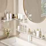 1pc Estantería de baño plegable de montaje en pared de lujo, canasta de plástico sin taladro para artículos de aseo personal, cosméticos, cocina, sin fragancia, organizador sin electricidad, sin batería