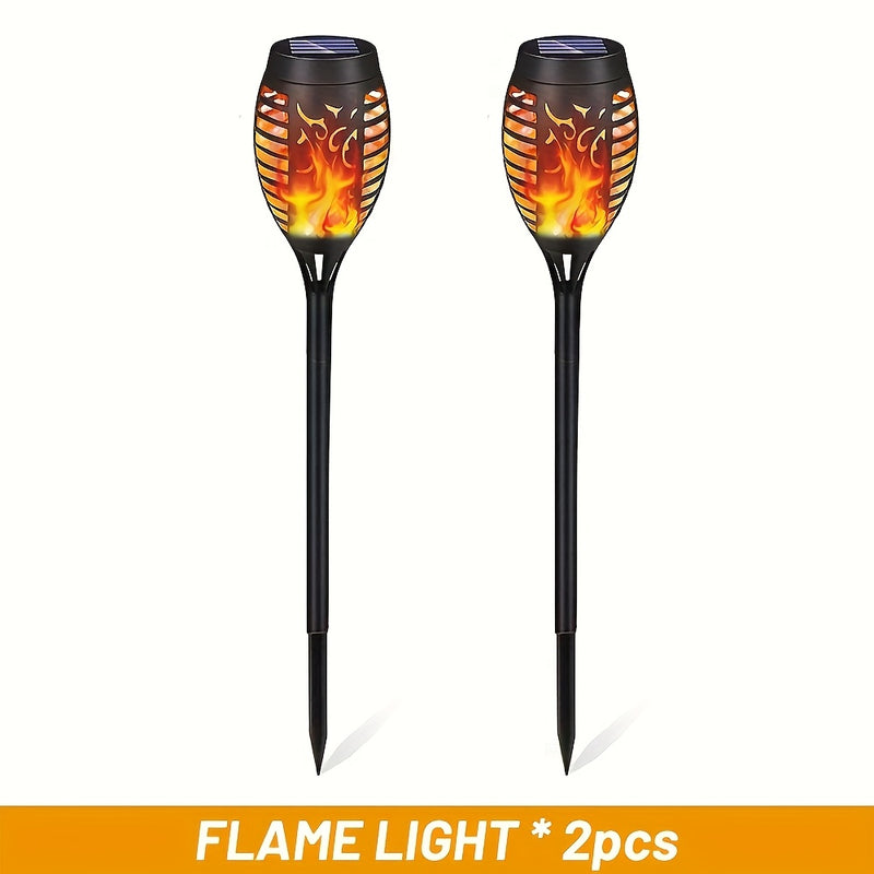 2/4 piezas de luces solares LED con efecto de llama, luces decorativas para exteriores, ideales para jardines, césped, caminos, fiestas, camping y festivales