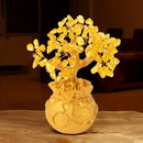 1pc Árbol de Dinero de Cristal Dorado Hecho a Mano en Maceta Intrincada - Decoración Atrayente de Prosperidad y Riqueza, No Necesita Energía, Independiente con Hojas Detalladas para Hogar y Oficina