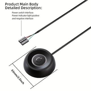 TEUCER X3 luz LED de computadora de escritorio conmutador de alimentación, con cable de 1,8M para extensión de botón de alimentación externa para placa base de PC.