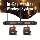 Sistema de Monitores Intraurales Inalámbricos UHF LMBGM AR2090 - Doble Canal, Control Táctil, Ideal para Músicos de Escenario y Estudio (Incluye 2 Cinturones y Transmisor), LMGBM