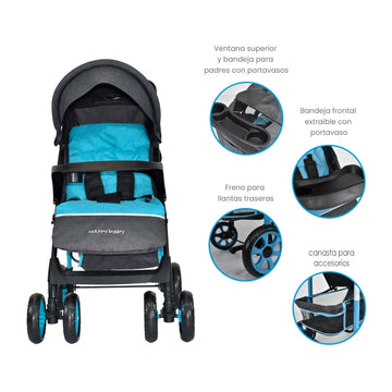 COCHE ESTANDAR  KLAUS HAPPY BABY AZUL