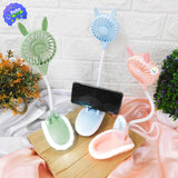 Ventilador De Escritorio Recargable Luz LED Soporte Base Celular Espejo TJ16A