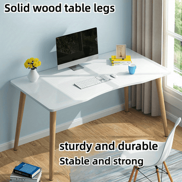 Escritorio Moderno Escandinavo para Oficina en Casa, Patas de Madera Maciza, Estructura Base de Madera Duradera, Tipo Madera Dura, No Eléctrico, Adecuado para Varios Tipos de Habitaciones