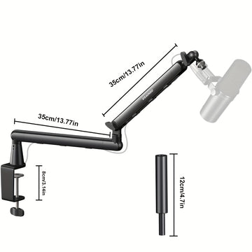 Soporte de Micrófono Ajustable para Escritorio Aokeo AK-55 con Almacenamiento de Cables - Construcción en Aleación Resistente, Negro, Compatible con Blue Yeti, Snowball iCE, HyperX QuadCast, SoloCast, Elgato Wave y Accesorios de Estudio | Base Profesiona