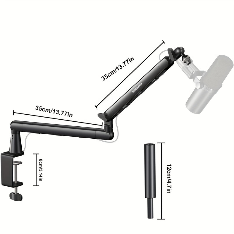 Soporte de Micrófono Ajustable para Escritorio Aokeo AK-55 con Almacenamiento de Cables - Construcción en Aleación Resistente, Negro, Compatible con Blue Yeti, Snowball iCE, HyperX QuadCast, SoloCast, Elgato Wave y Accesorios de Estudio | Base Profesiona