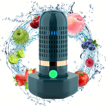 Máquina de Limpieza de Frutas y Verduras, Limpiador de Frutas y Verduras, Purificador de Alimentos Inalámbrico USB, Dispositivo Limpiador para Lavar Frutas, Verduras, Arroz, Carne y Vajilla (Azul)