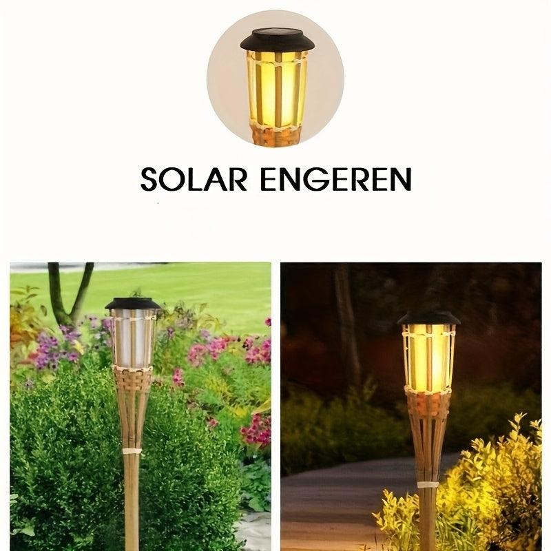 Lámpara solar de 12 LED con efecto de llama parpadeante: decoración de jardín para exteriores, camping, césped, senderos, parques, entradas y jardines, iluminación solar | Efecto de llama parpadeante | Lámpara con energía solar
