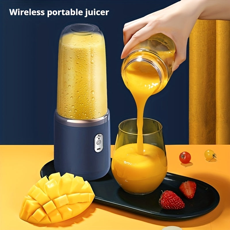 Licuadora portátil inalámbrica multifuncional con 2 tazas, vaso para jugos frescos con tapa deportiva, licuadora recargable por USB, cuchilla de 6 hojas para licuar rápido, jugo fino, licuadora de frutas para hogar, cocina y viajes