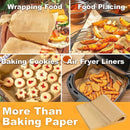 100/200 Hojas de Papel para Hornear, 22.86 x 33.02 cm, Pre-cortado Antiadherente - Adecuado para Cocinar, Asar a la Parrilla y al Vapor en Freidora de Aire - Sin Blanquear, Ideal para Ramadan Mubarak