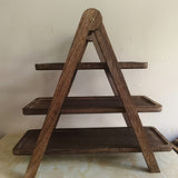 Bandeja de Servir de Madera de Acacia de 3 Niveles - Diseño Elegante en Forma de Escalera, Organizador Duradero para Cocina y Expositor de Buffet para Hogar, Hotel o Restaurante