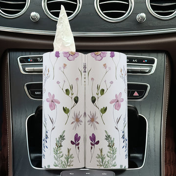 Porta pañuelos de papel para coche con estampado floral - Caja de pañuelos de viaje para el portavasos del coche, adecuado para mesas de hogar