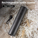 Abrebotellas eléctrico, recargable por USB, abridor de botellas automático reutilizable con un solo botón, un regalo adecuado para el hogar, la cocina, las fiestas y las bodas (negro/rojo)
