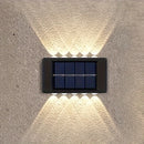 Luces de Pared Exteriores con Energía Solar y 10 LED, Iluminación Decorativa Impermeable para Jardín y Villa con Sensor de Movimiento, Iluminación Arriba/Abajo, Batería de 600mAh, Construcción Plástica para Patio y Jardín, Luces Solares para Exterior
