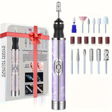 Juego de máquina de manicura con carga USB, 5 cabezales y 18 puntas de pulido, ajuste de velocidad hacia adelante y atrás en 4 niveles. Herramienta eléctrica portátil para pedicura y manicura, batería de litio duradera sin olor, incluye lima de uñas y em