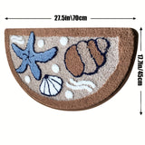Tapete de baño con diseño de estrella de mar y conchas, 44.96x69.85 cm - Suave, lavable a máquina, respaldo antideslizante de TPR, alfombra esponjosa absorbente para baño, dormitorio, cocina y entrada