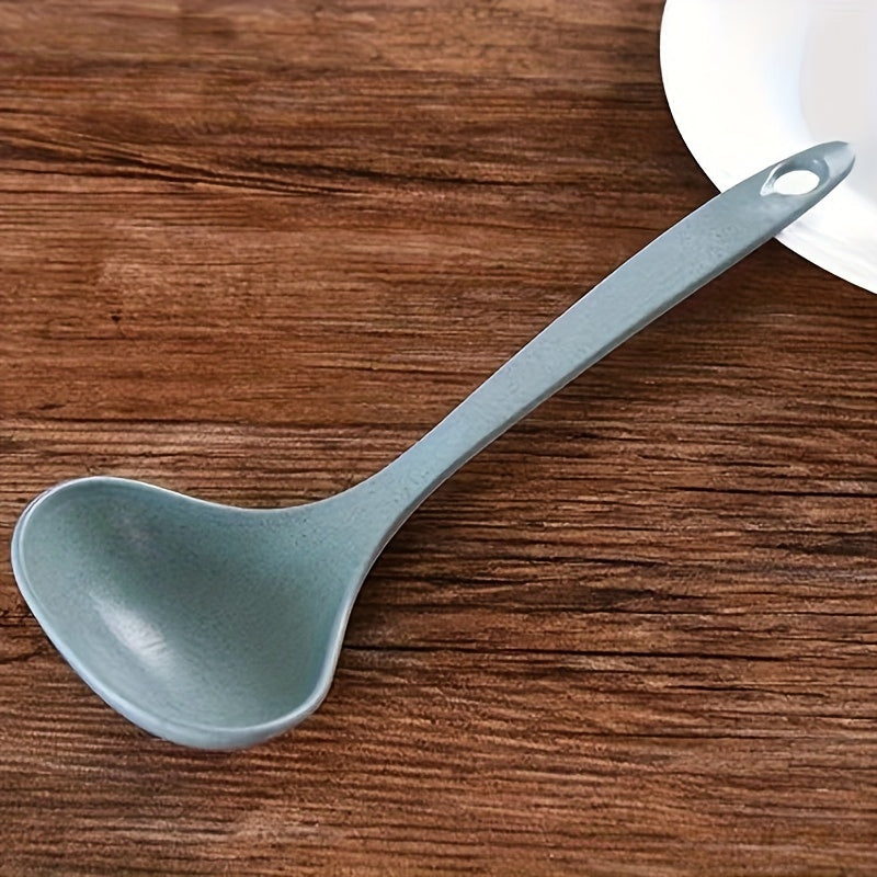 Cuchara de Sopa de Paja de Trigo de Alta Calidad - Grande, Mango Largo y Grueso para Gachas y Arroz, Utensilio de Cocina Duradero