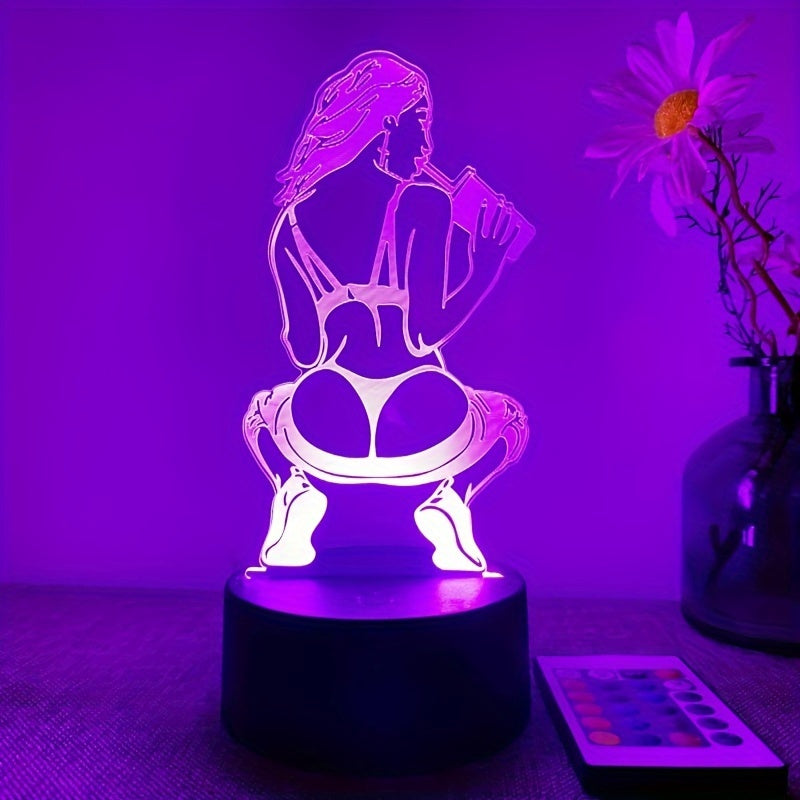 Lámpara de escritorio artística 3D con control remoto: 16 opciones de color, alimentación USB y funcionalidad táctil con botón