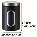 1pc Contenedor Hermético de Acero Inoxidable para Almacenamiento de Alimentos - Reutilizable, Tarro Metálico Redondo con Tapa Abatible para Granos de Café, Té, Azúcar y Más - Perfecto para la Organización de la Cocina