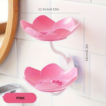 Caja De Jabón En Forma De Loto Doble, Montada En La Pared, Sin Drenaje, Jabonera De Plástico Para Almacenamiento Para El Baño
