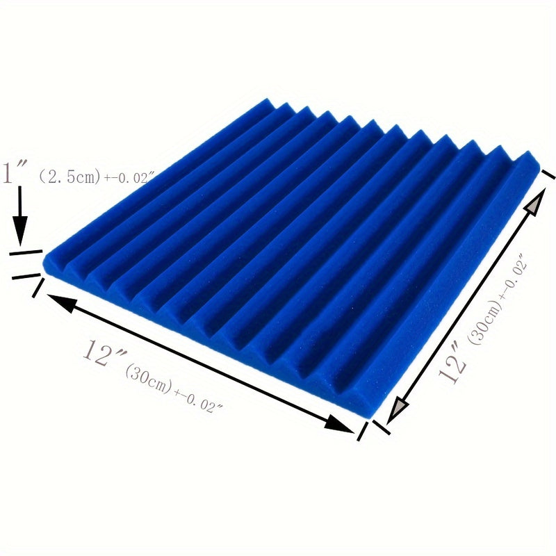 48 piezas de paneles acústicos de espuma en forma de cuña, 30 cm x 30 cm x 2.5 cm, 24 negros + 24 azules, para estudio de grabación, aislamiento de sonido