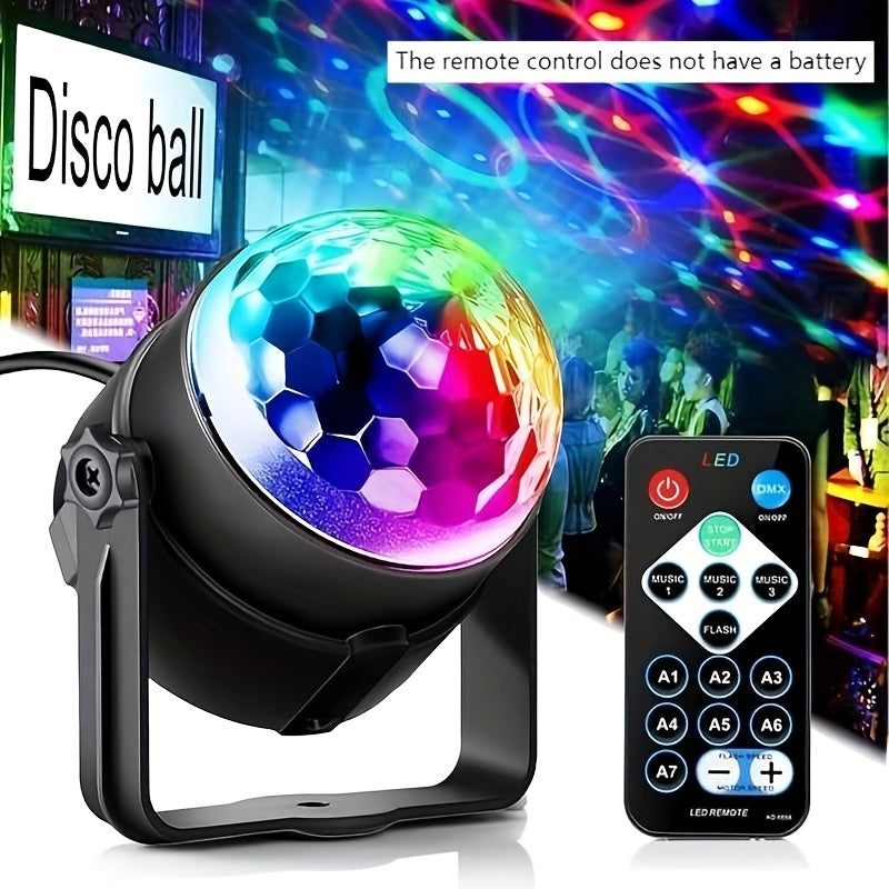 2 unidades Lámpara de proyector de bola de discoteca LED, RGB, Negro, Pulido, alimentado por USB, Batería de botón no recargable, con control remoto, para decoración de fiestas en casa y festivales, Navidad