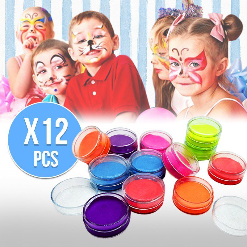 Pinta Caritas Color Neón X12 Maquillaje Halloween Pintura Fiestas PC02-JJS