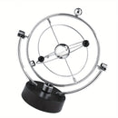 Pendulo Céleste Metálico Moderno - Adorno de Escritorio Orbital Oscilante para Hogar y Oficina, Funciona con Pilas (No Incluye Pilas AA), Diseño Elegante y Moderno con Marco Esférico y Base Metálica, Ideal para Decoración de Habitaciones o Escritos