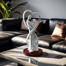 Adorno de Escultura Plana 2D Plateada para Pareja, Adecuado para el Día de San Valentín, Símbolo del Amor, Regalo de Boda para Esposa, Esposo, Novia, Novio, Aniversario, Recién Casados, Compromiso, con Base Ovalada de Acrílico