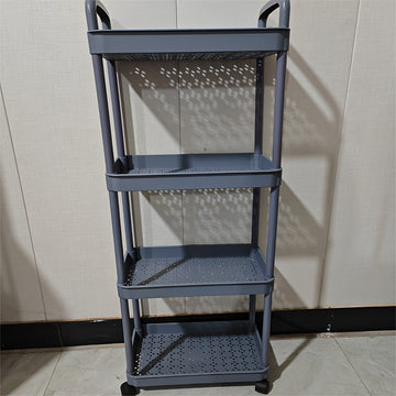 Carrito organizador rodante de 4 niveles con ruedas giratorias de 360°, organizador multiusos para cocina, oficina y hogar - Fácil armado, amplios espacios para libros, snacks y suministros - Azul claro, rosa, negro, carrito de almacenamiento para cocina