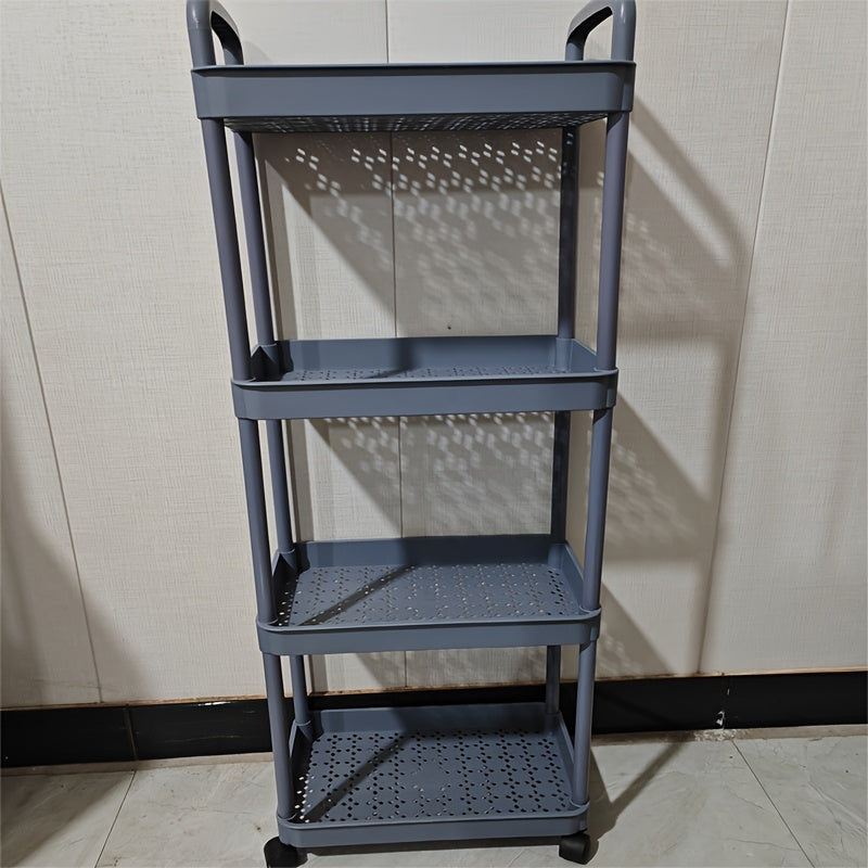 Carrito organizador rodante de 4 niveles con ruedas giratorias de 360°, organizador multiusos para cocina, oficina y hogar - Fácil armado, amplios espacios para libros, snacks y suministros - Azul claro, rosa, negro, carrito de almacenamiento para cocina