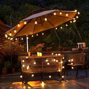 100ft/50ft/25ft/13ft Bombilla Esférica LED G40, Luces de Cadena para Patio Exterior, con 48/24/12/6 (1/2 Bombillas de Repuesto Gratis, Enchufe US), Conectables, Bombilla Edison Irrompible para Patio Exterior, Luces Colgantes para Biergarten en el Patio T