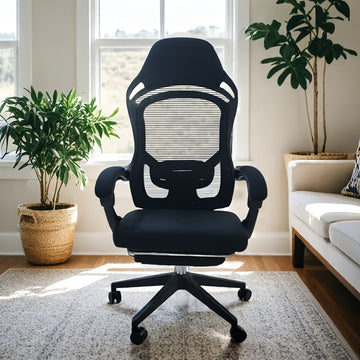 Silla de Juego Ergonómica con Reposapiés - Altura Ajustable, Asiento Giratorio Cómodo para Oficina y Hogar, Ideal para Residencias y E-Deportes