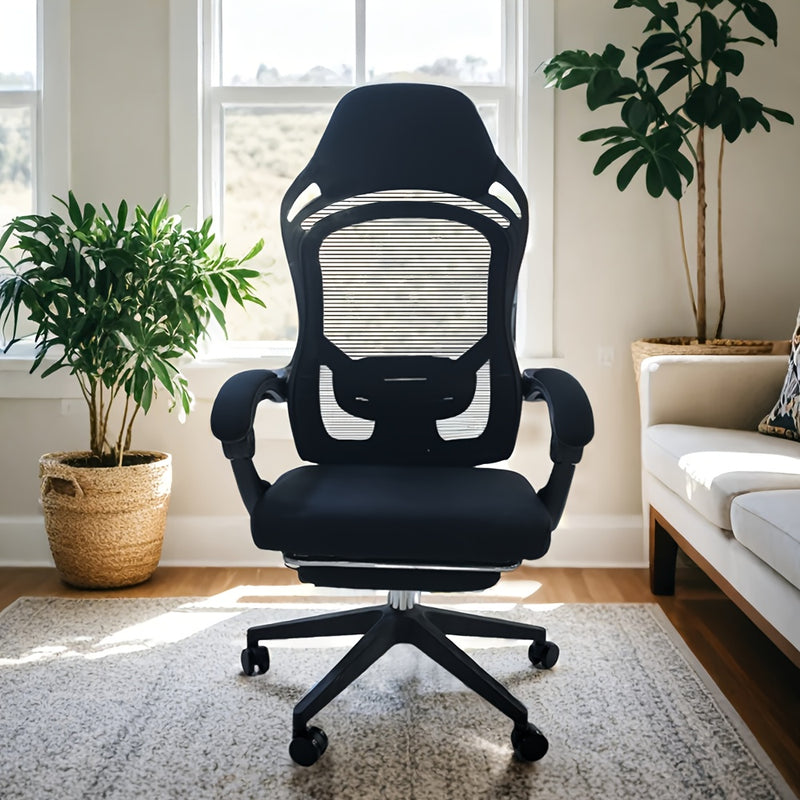 Silla de Juego Ergonómica con Reposapiés - Altura Ajustable, Asiento Giratorio Cómodo para Oficina y Hogar, Ideal para Residencias y E-Deportes