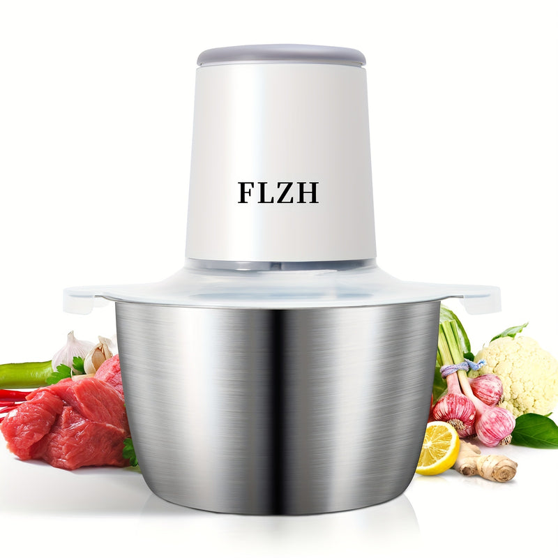 1pc Trituradora de Carne Eléctrica de Acero Inoxidable de 2L, Procesador de Alimentos, Picadora de Alimentos, Utilizada para Carne, Verduras, Frutas y Nueces, con 4 Cuchillas Afiladas, Recargable por USB 148W, 8 Tazas, 7.4V