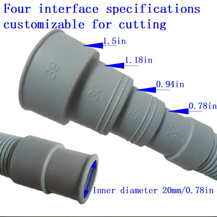 1pc Tubo de Drenaje Flexible de 6.56 Pies de Largo, Material Plástico Grueso y Extensible, Fácil Instalación con Cuatro Especificaciones de Interfaz (Diámetro Interior de 1/4", 20mm/22mm/28mm), Duradero para Lavadoras/Lavavajillas, Opciones de Corte Vers