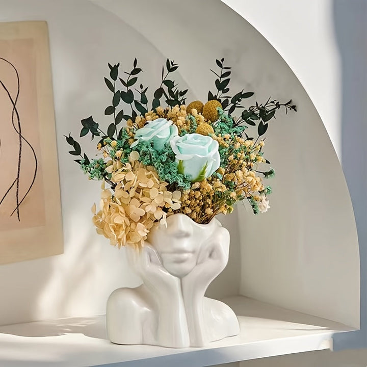 Jarrón elegante clásico de resina blanca, ideal para decoración estilo boho nórdico, perfecto para el hogar y la sala de estar, gran opción para decorar con jarrones