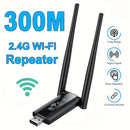 Repetidor de WiFi inalámbrico de 2.4 G 300 Mbps, extensor de enrutador, amplificador de señal Wi-Fi, adaptador de tarjeta de red de larga distancia, repetidor USB