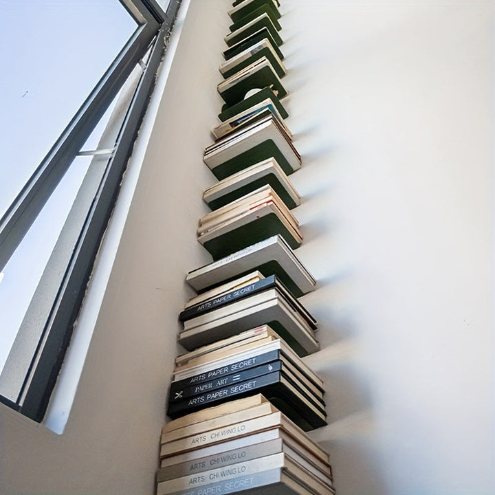 Estantería de Esquina Metálica Inspirada en la Hierba Marina Verde de 7 Niveles - Montada en la Pared, Acabado Pintado, Ideal para Decoración de Hogar u Oficina