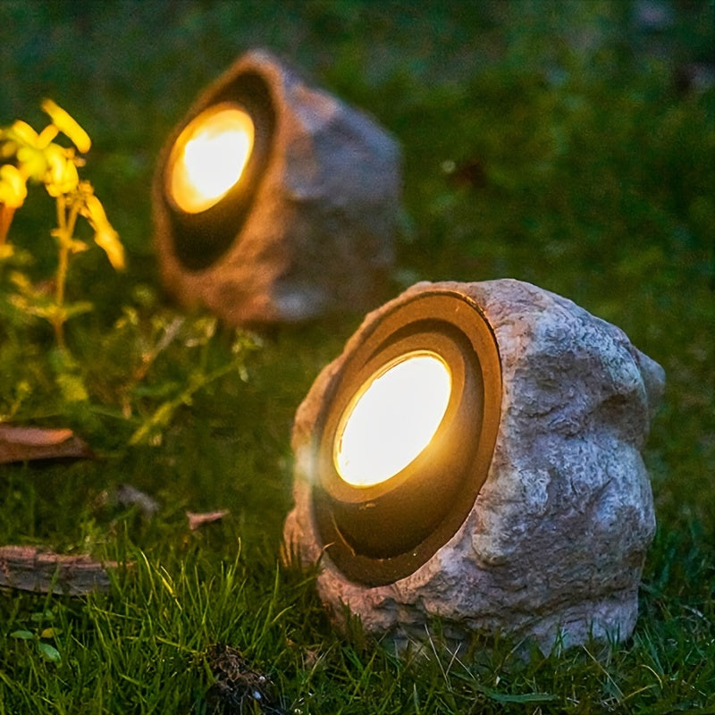 1pc de Lámpara de Piedra de Simulación Solar, Disponible en Luz Cálida/Luz Blanca, con Dos Opciones de Colores LED, Adecuada para Caminos, Patios, Céspedes, Jardines de Villa y Como Regalos para Navidad y Halloween.