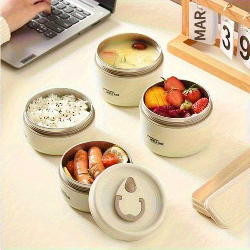Juego de 2/3 capas de loncheras aislantes de acero inoxidable con cubiertos y bolsas térmicas - Contenedor portátil hermético, caja bento segura para microondas, incluye tazones para sopa - La mejor opción para oficina, camping o regreso al cole