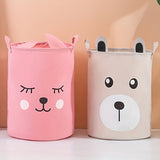 1 Cesta Con Diseño De Dibujos Animados Con Asa, Tela De Lino Con Forma De Orejas, Cubo De Almacenamiento Para Ropa Y Organización Y Almacenamiento De Juguetes Para Niños, Cesta Para La Colada Para Baño, Dormitorio, Sala De Estar, Cuarto De Lavado