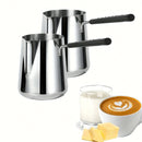 1pc Servidor de Acero Inoxidable para Café con Mango Largo, Capacidad de 350ml/600ml, Calentador de Vertido Versátil para Espresso, Leche, Arte de Latte, Chocolate y Derretimiento de Mantequilla, Ideal para Uso en Casa, Restaurante y Café, Tema de Vacaci