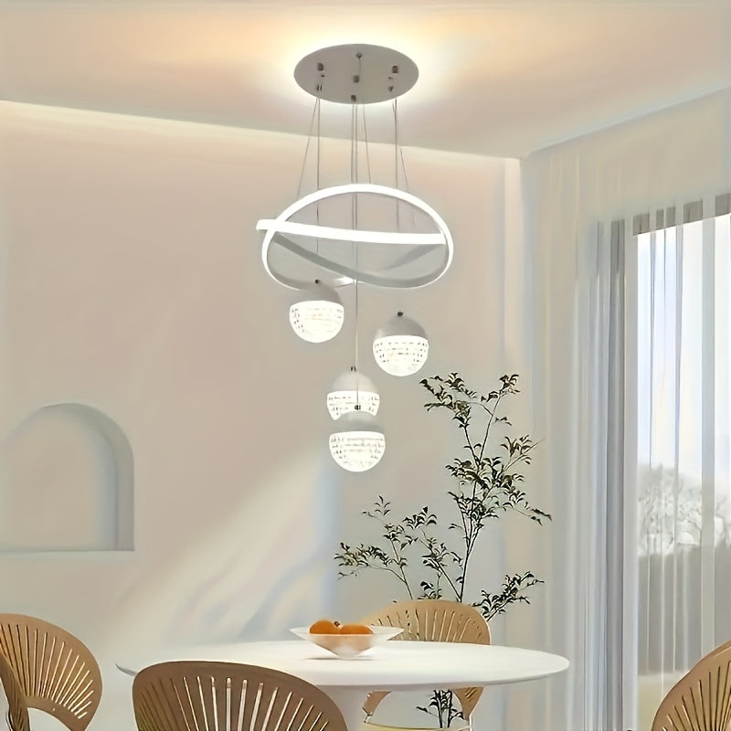 Lámpara de techo moderna con luces LED, montaje semienterrado con decoración de cristal, marco de metal, hardware de instalación fácil, para comedor, apartamento o bar, iluminación de techo | Acabado metálico elegante | Luces LED regulables, lámparas par