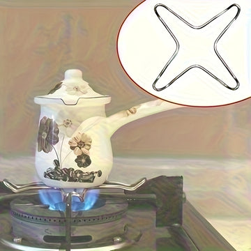 Soporte de parrilla de estufa de gas de acero inoxidable - Soporte de olla resistente al calor para ollas y sartenes pequeñas, se adapta a accesorios de cocina con mango ergonómico, duradero y fácil de limpiar, protector de estufa de gas, protección de c