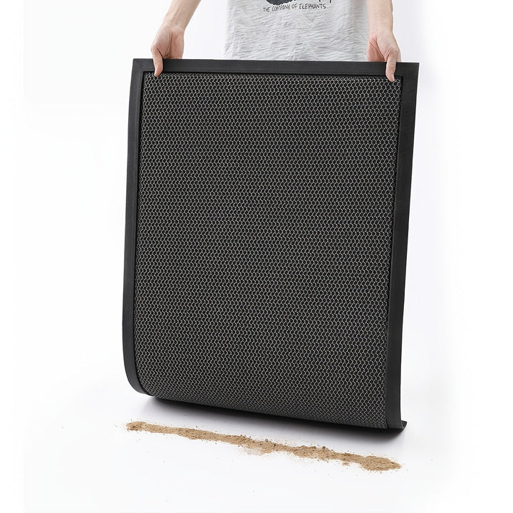 Alfombra durable de poliéster, rectangular, negra, antideslizante para la entrada del hogar, fácil de limpiar, fabricada a máquina